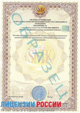 Образец сертификата соответствия (приложение) Севастополь Сертификат ISO 13485